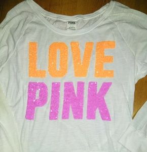 VICTORIA'S SECRET LS TEE Neon Sequin Embellishment